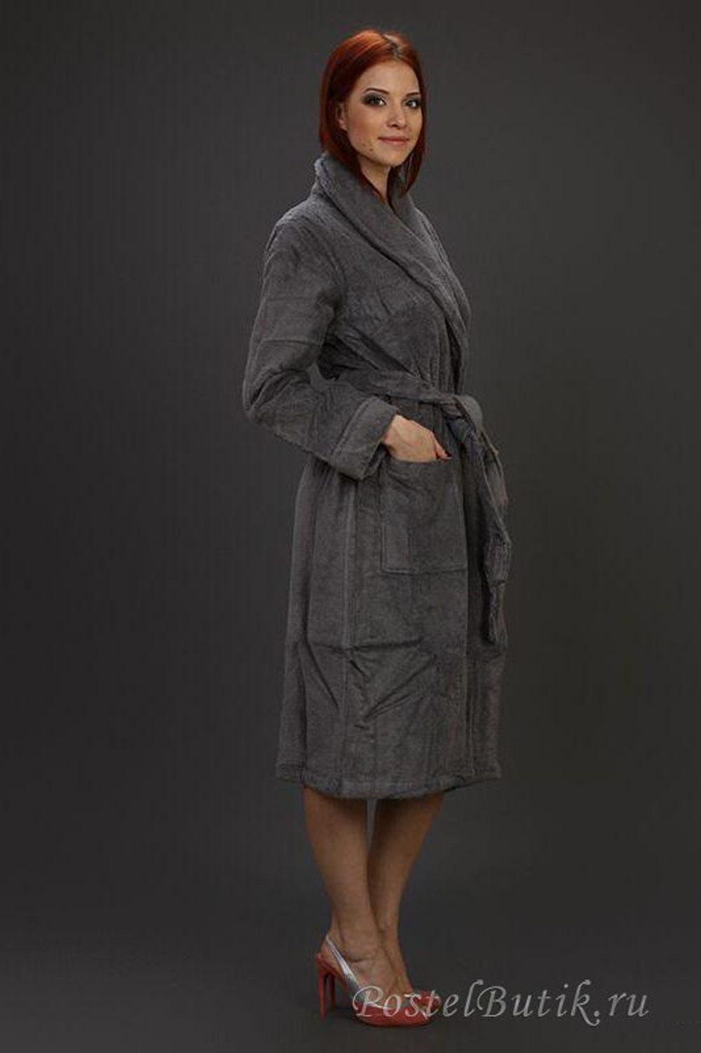 Элитный халат махровый Sultan серый от Hamam