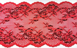 Эластичное кружево, ОПТ, красное/черное, 22 см (Арт.: EK-1010), м