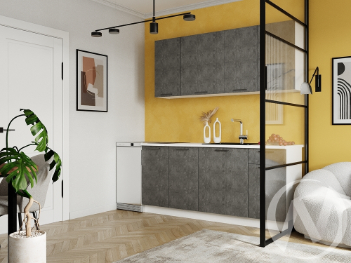 Кухня 1;8 м "Хейли" белый; бетон (корпус белый)