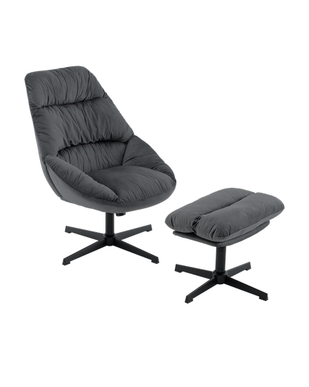 Кресло Оррелл серый с оттоманкой