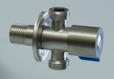 Кран трехпроходной с отр. 1/2 х 1/2 х 1/2  нерж,сатин  ViEiR  (100/1шт)