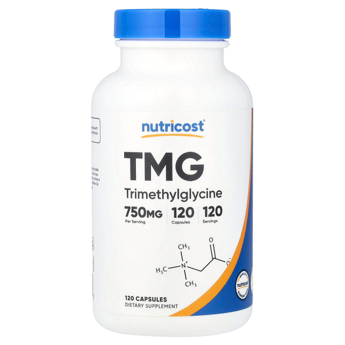 Nutricost, TMG (триметилглицин), 750 мг, 120 капсул