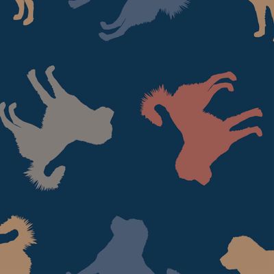 Seamless pattern from pedigree large dogs Caucasian Shepherd.