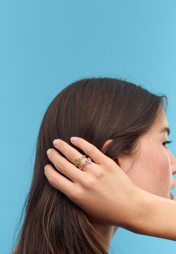 STRADIVARIUS Набор из 5 колец со стразами, золотой