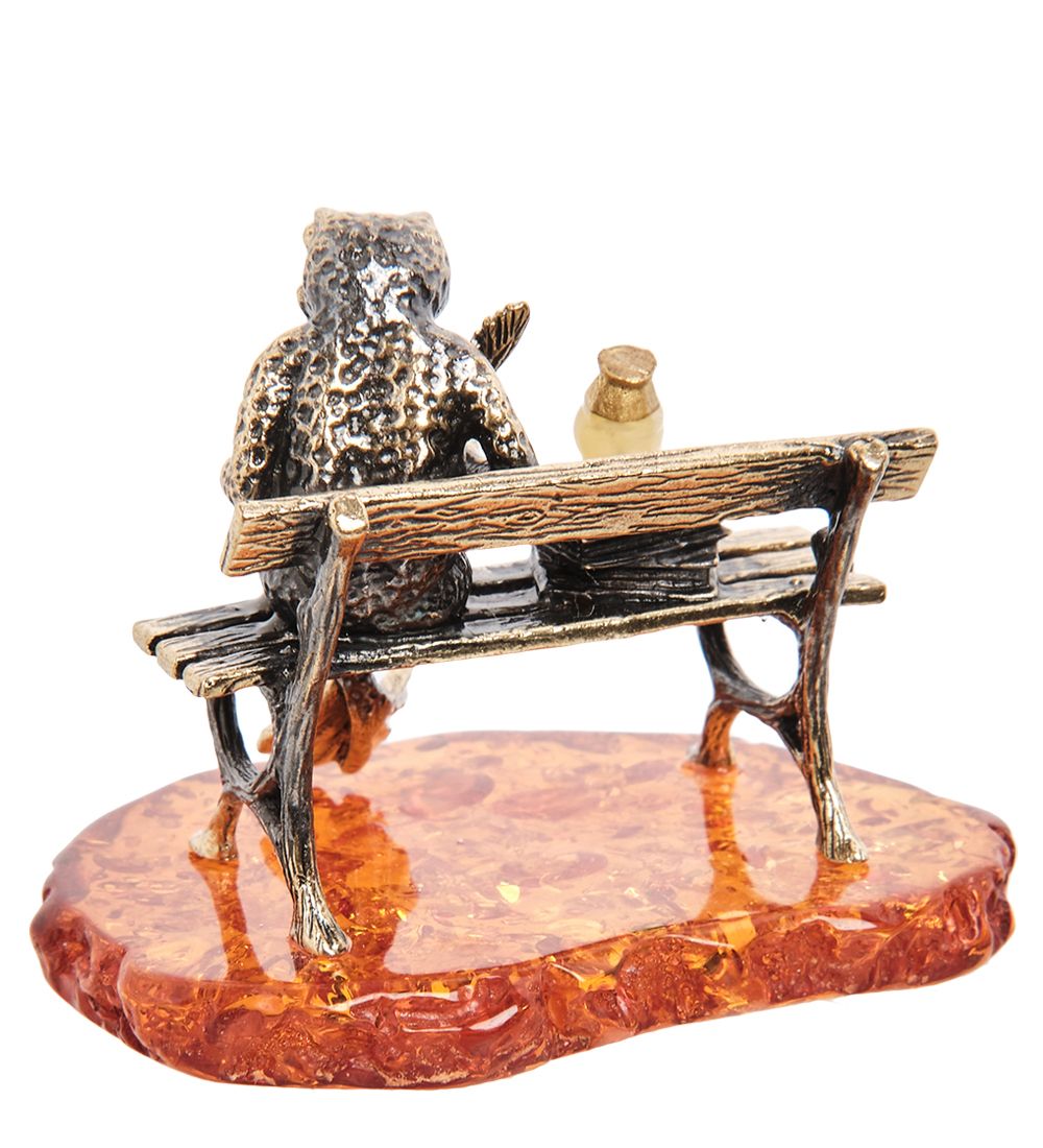Народные промыслы AM-2146 Фигурка «Лягушка поэт» (латунь, янтарь)