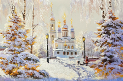 Зимний пейзаж и храм
