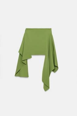 ZARA КОРОТКАЯ ЮБКА С ОСТРЫМ ПОДОЛОМ — ZW COLLECTION, ЗЕЛЕНЫЙ