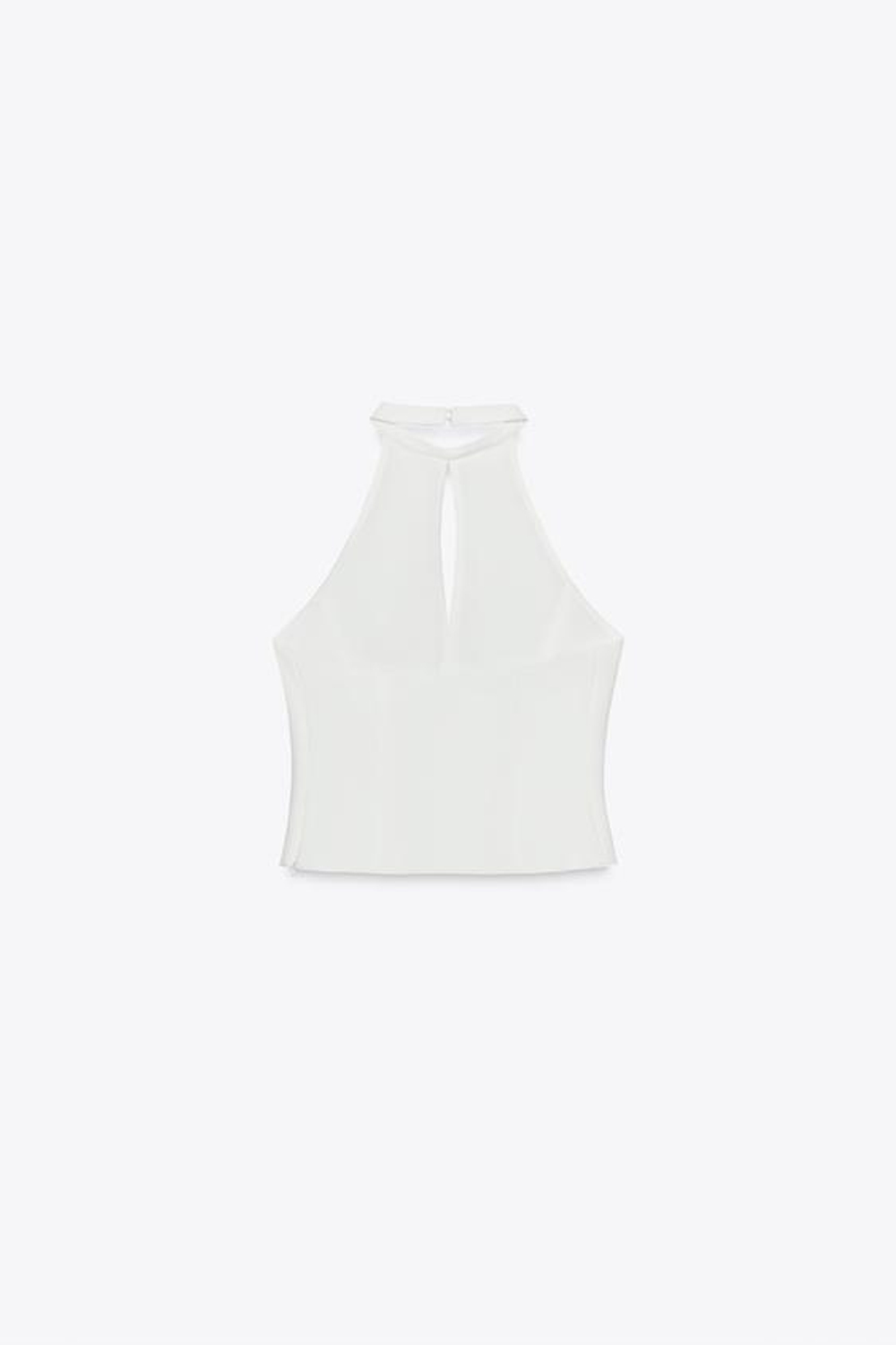 ZARA ТОП С ГОРЛОВИНОЙ ХАЛТЕР И БАНТАМИ, ЭКРЮ