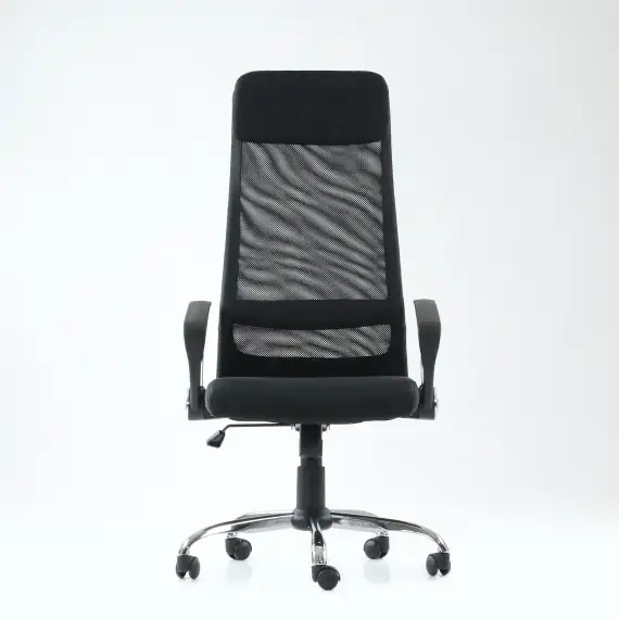 Кресло Barneo K-116 для персонала черная ткань, черная сетка, газлифт 3кл