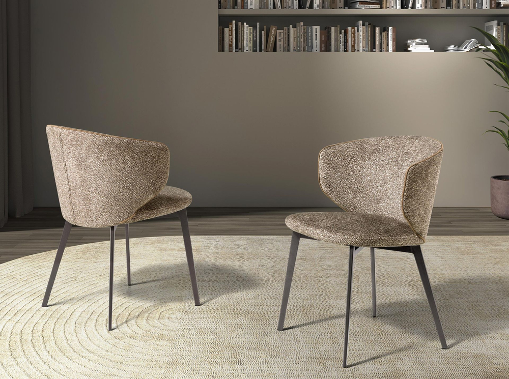 Стул Angel Cerda 4240 с обивкой из коричневой мраморной ткани