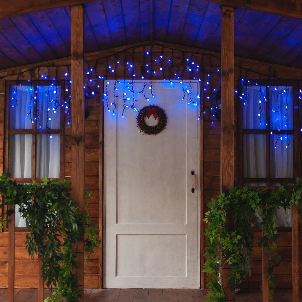 ULD-B3010-200-TBK BLUE IP67 Бахрома светодиодная с эффектом мерцания. 3м. Соединяемая. 200 светодиодов. Синий свет. Провод черный. TM Uniel.