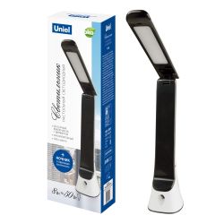 TLD-564 White-Black-LED-500Lm-3000-6000K-Dimmer-NightLight Светильник настольный с ночником. 8W. Сенсорный выключатель. Диммер. Белый с черным. ТМ Uniel