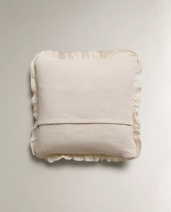 ZARA HOME НАВОЛОЧКА ДЛЯ ДЕКОРАТИВНОЙ ПОДУШКИ ДЛЯ ДЕТЕЙ С РЮШАМИ, ЖЕЛТОВАТО-БЕЛЫЙ