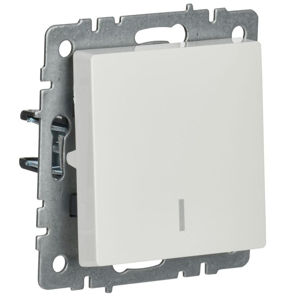 Выключатель 1-кл. СП BRITE ВС10-1-1-БрБ 10А с индик. механизм бел. IEK BR-V10-1-10-K01