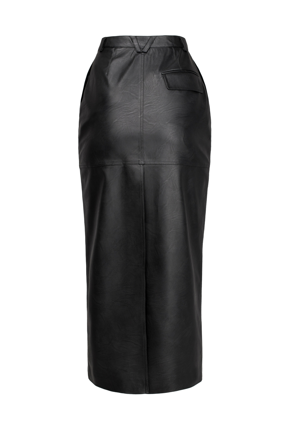 Юбка миди "Leather classic" из экокожи с разрезом