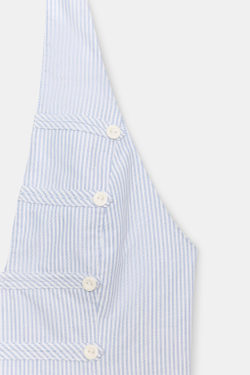 ZARA ТОП С ГОРЛОВИНОЙ ХАЛТЕР И ПУГОВИЦАМИ, СИНИЙ/БЕЛЫЙ