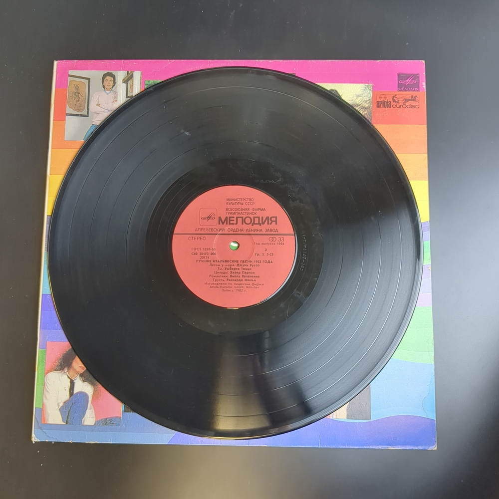 LP Лучшие Итальянские Песни 1982 Года. Виниловая пластинка 12 дюймов. Мелодия СССР 1982 год. Лицензия Мюнхен