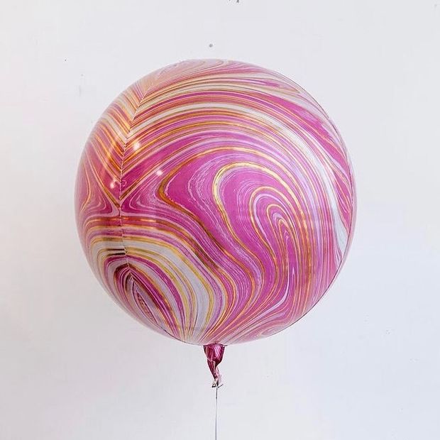 Шар 3D сфера, фольга, 15"/38 см, мрамор розовый (AN) (БГ-19)