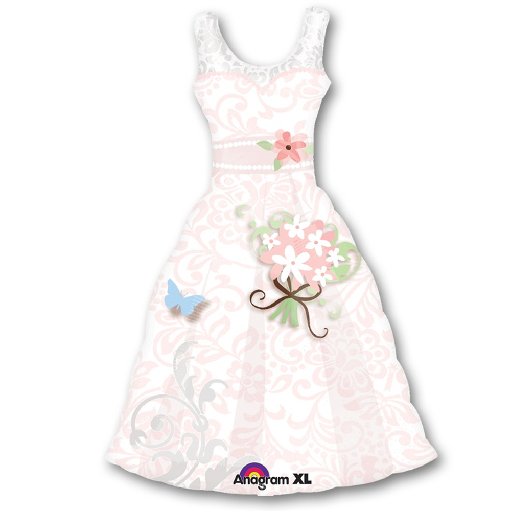 Шар Фольгированный Платье розовое (Белый)