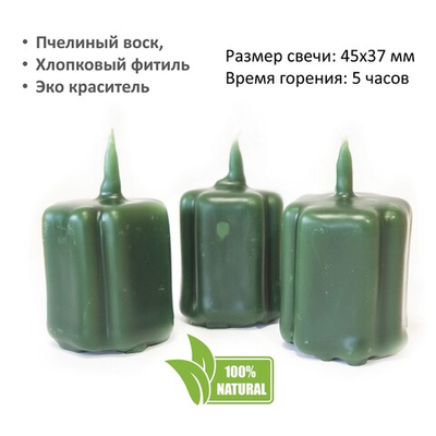 Свеча крест зеленая / 47х37 мм - 3 штуки