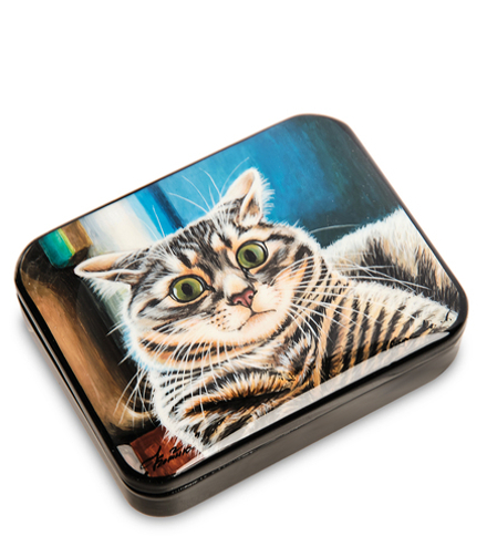 Народные промыслы ШК-55/129-E Шкатулка «Кот» Лидяева Л.