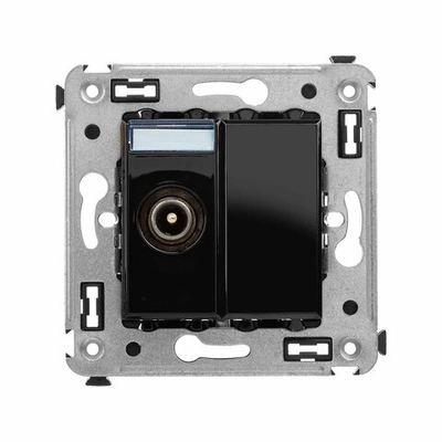 Розетка TV проходная в стену, "Avanti", "Черный квадрат"