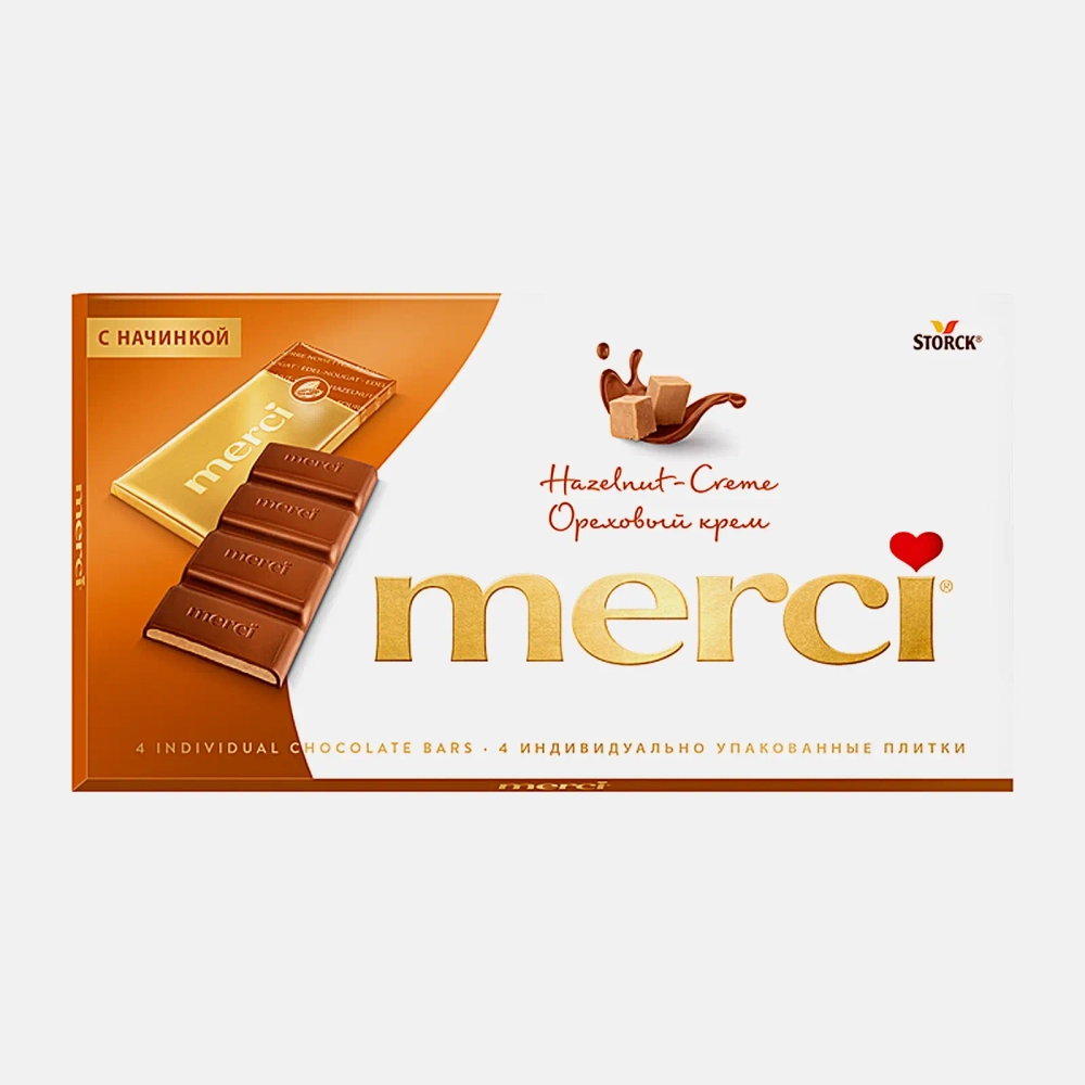Шоколад молочный Merci ореховый крем 112г