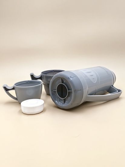 Термос 600 мл. со стеклянной колбой Kamille KM 2030 пластиковый, 2 чашки