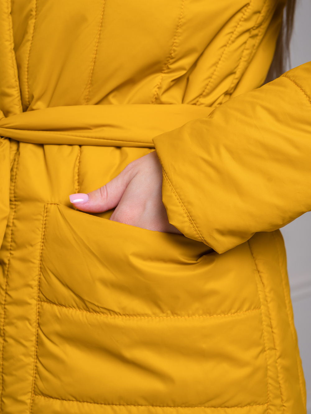 Пальто женское "Голд" горчица