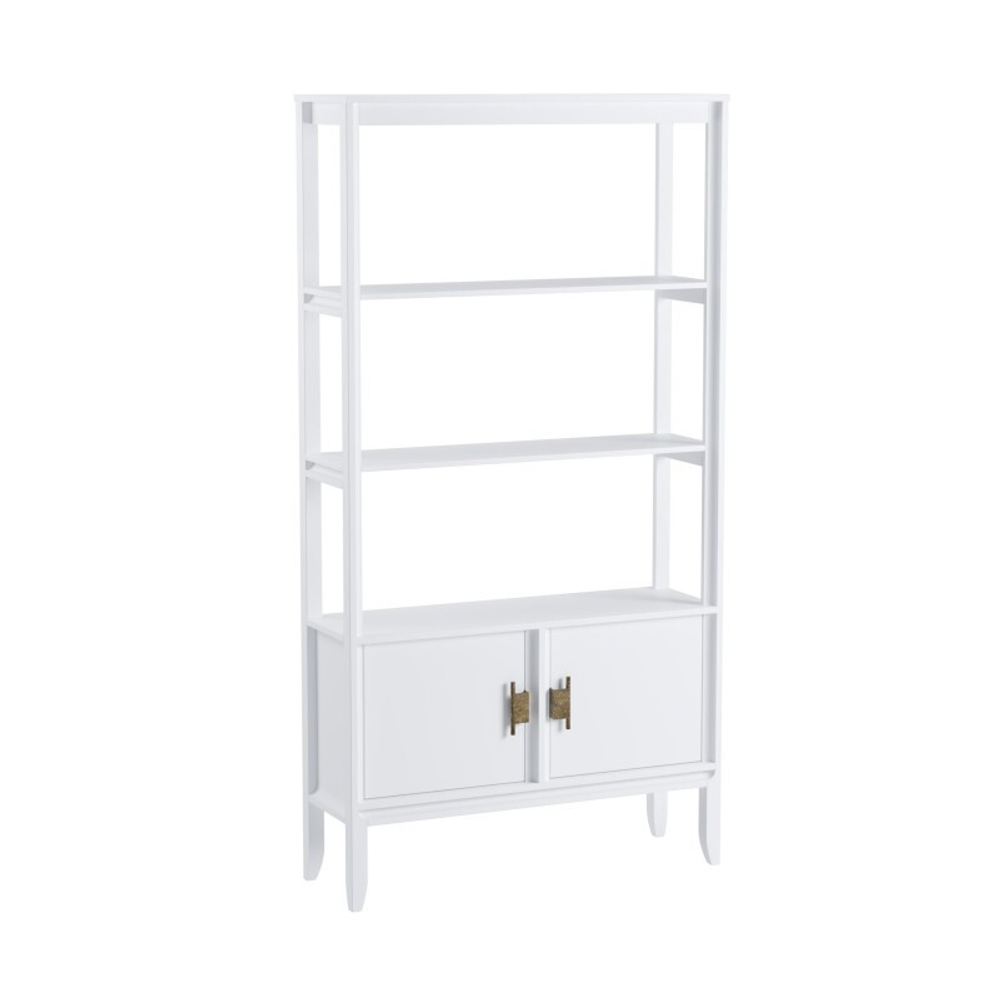 Стеллаж «Бридж» сквозной широкий с 2 дверями белый лак