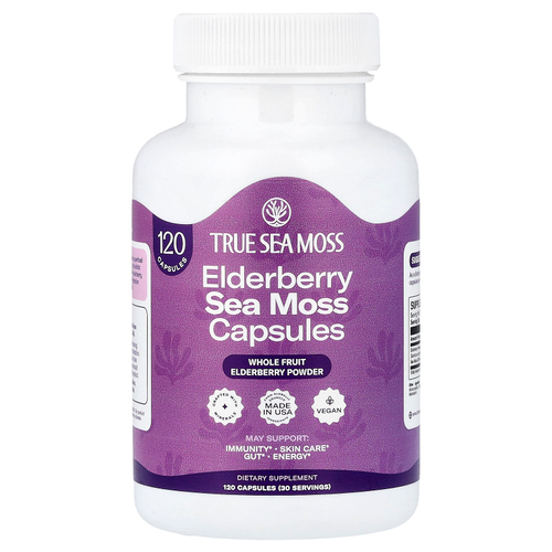 True Sea Moss, бузина и морской мох, 120 капсул