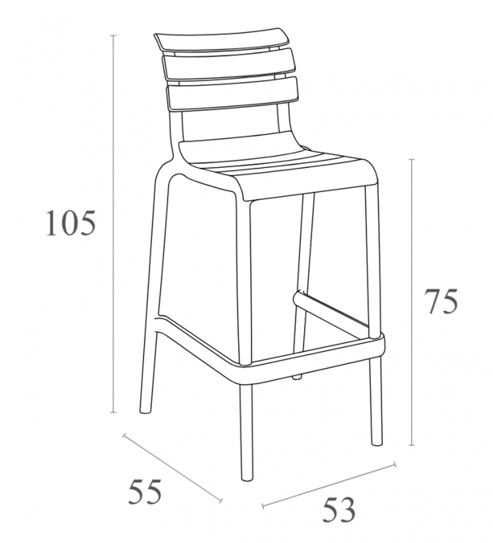 Стул пластиковый барный Siesta Contract Helen Bar 75, оливковый