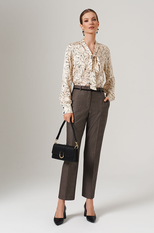 31077 Брюки женские (черно-бежевый)