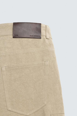 ZARA БРЮКИ BALLOON FIT ИЗ 100% ЛЬНА - LIMITED EDITION, РЫЖЕВАТО-КОРИЧНЕВЫЙ