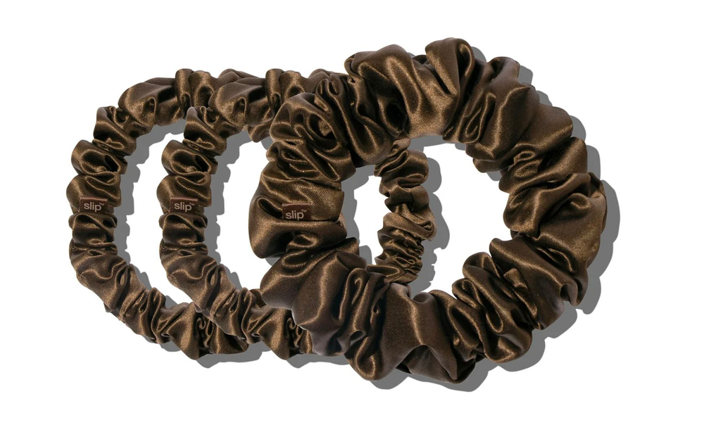 Набор резинок для волос из 100% шелка Slip Silk DARK BROWN