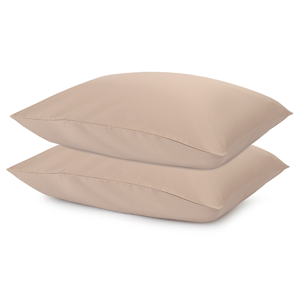 Набор из двух наволочек из сатина светло-коричневого цвета из коллекции essential, 50х70 см