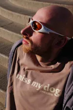 Лонгслив Underdog I miss my dog Grey Beige