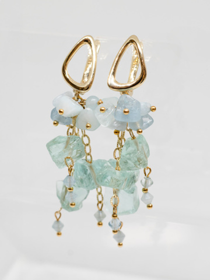 Серьги из аквамарина и аквакварца