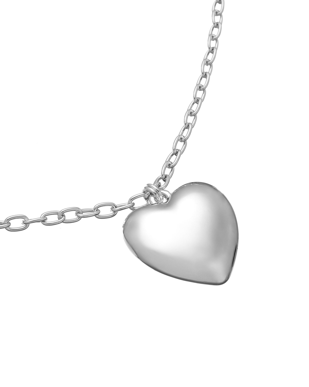 Подвеска металлическое сердце, цепочка, серебро