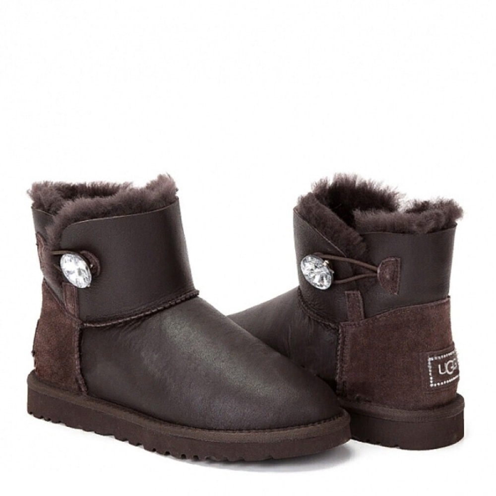 Угги Mini Bailey Button Bling Metallic Chocolate