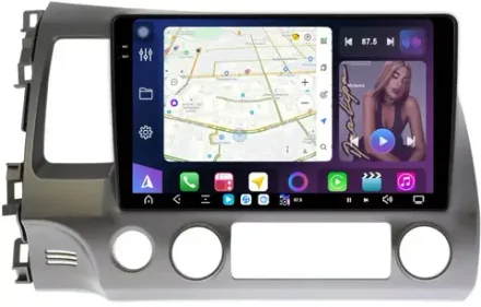 Магнитола Honda Civic 8 4d 2005-2012 (левый руль) - FarCar GX044M монитор 10.36" 2K QLED на Android 14, TS20, 6+128Гб, CarPlay, 4G SIM-слот