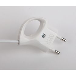 Вилка ЭРА V1 без заземления 10A с кольцом непрямой ввод белая