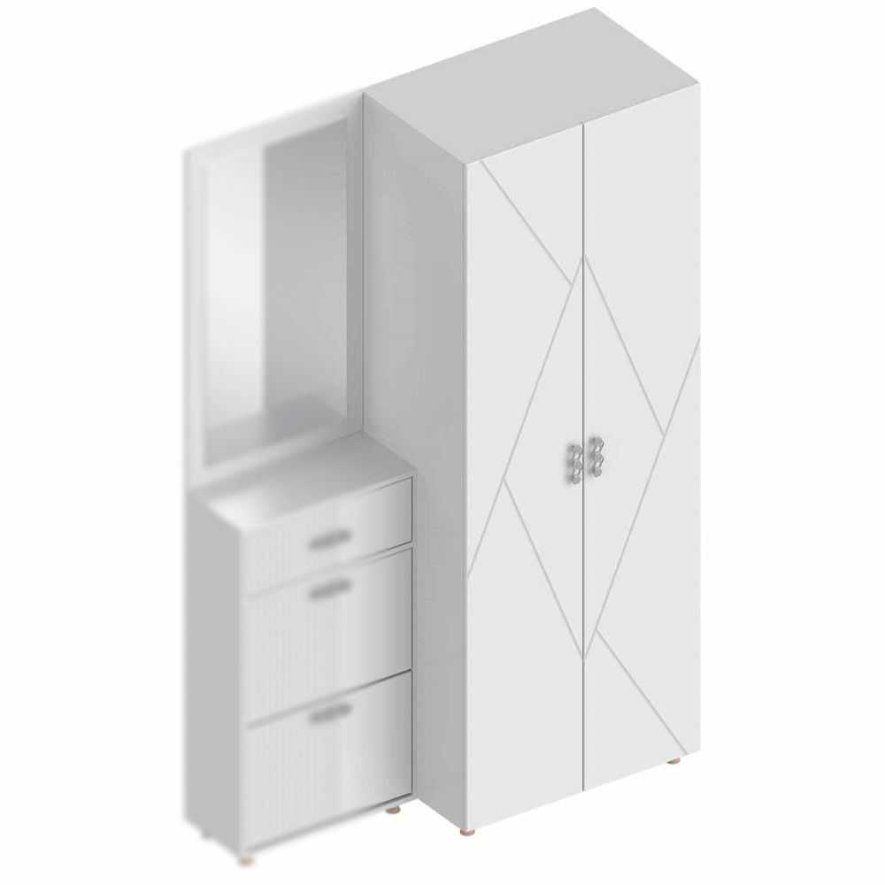 Шкаф 2-ств с 2 штангами МС "Сандра"(Белый лофт