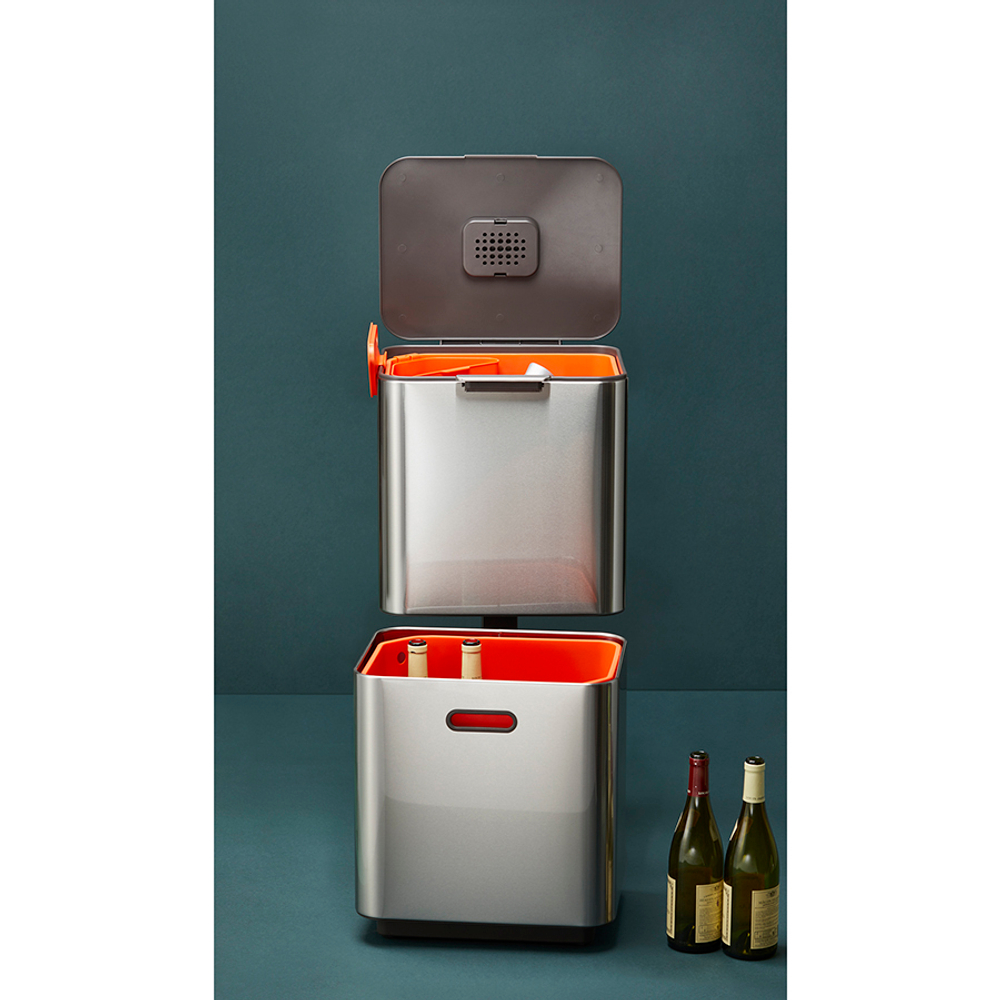 Контейнер для мусора с двумя баками totem max, 60 л, нержавеющая сталь