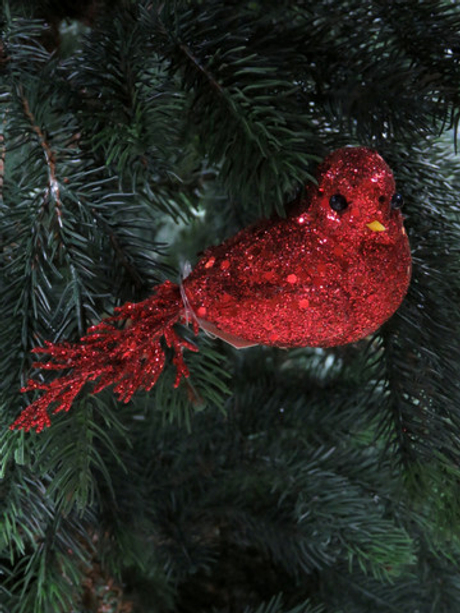 Птица на клипсе 14х13см House of Seasons красная