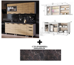 Кухня Крафт 2,0м (ЛДСП) + столешница 2,0м (черный янтарь)