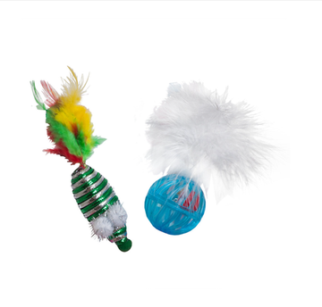 YUGI Набор игровой для кошек два предмета (мяч и мышь с перьями)