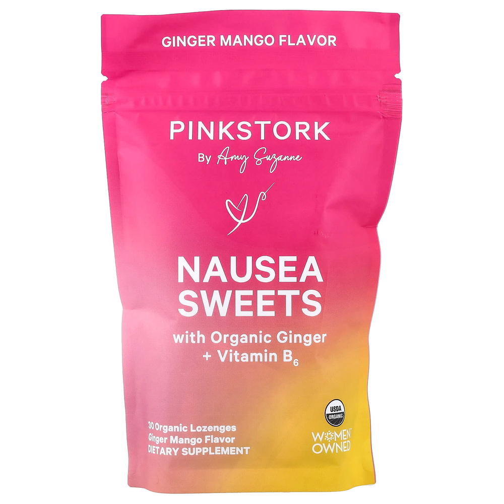 Pink Stork, Nausea Sweets, леденцы с имбирем и манго, 30 органических леденцов