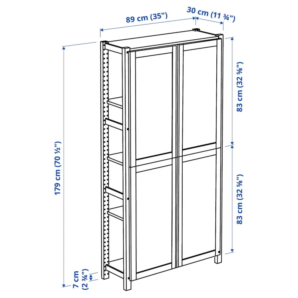 IVAR Книжный шкаф с 4 дверцами ИКЕА
