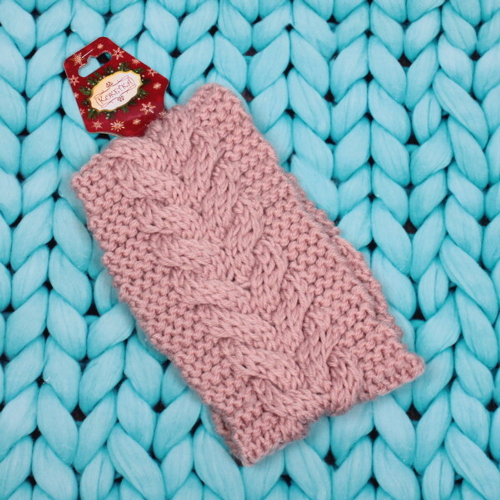 Повязка на голову теплая «Winter city - Коса, микс 6 цветов, 10*20см (Подвес Кокетка - Зима)